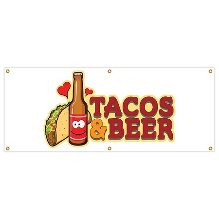 Signmission Tacos & Beer Banner Heavy Duty 13 Oz Vinyl with Grommets Single Sided B-72 Tacos & Beer